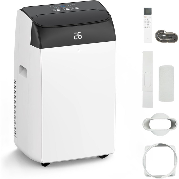 Мобільний кондиціонер 4-в-1 Leises 12000 BTU: охолодження, вентиляція, осушення, режим Follow-Me. Для приміщень до 51 м². Чорний, з пультом, таймером на 24 год.