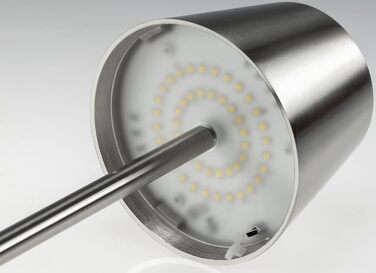 Настільна LED лампа ChiliTec з акумулятором, димуванням, 30 см, USB зарядка, для дому та вулиці, IP44, тепле світло, сенсорний вимикач, срібляста