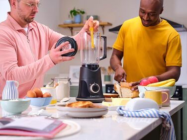 Стаціонарний блендер Russell Hobbs Smoothie Maker 27121-56, скляна чаша 1.5л, 850 Вт, 2 швидкості та імпульсний режим, Matte Charcoal