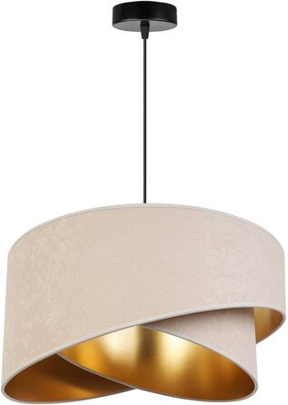 Світильник підвісний Light-Home Milan Elegant, дизайнерський металевий з велюровим абажуром, сучасна люстра для вітальні, спальні, їдальні, 1 лампа, бежевий і сірий