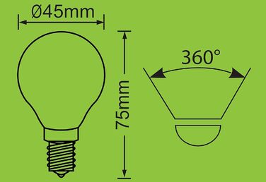 Світлодіодна лампа Trango E14002-3, 5 Вт, 450 Лм, 3000K, кулька, E14, 3 шт. – LED філаментна лампочка, заміна 40Вт, тепле біле світло, кут 360°