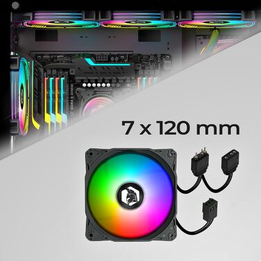 Ігровий корпус EMPIRE GAMING CL-242 (2024), ARGB Mid Tower ATX/Micro-ATX/ITX, 7 вентиляторів 120 мм, адресна RGB-підсвітка, MB Sync, чорний