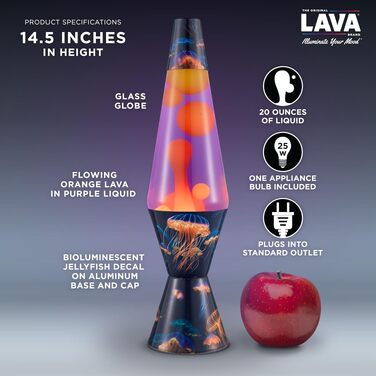 Класична лавова лампа Lava The Original Lamp Warped Rainbow (36.8 см) — жовтий віск та синя рідина, декоративний світильник Liquid Motion