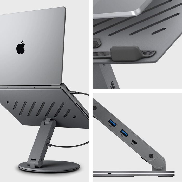 Док-станція та ергономічна підставка для ноутбука Spigen ArcDock 6-in-1: USB-C, HDMI 4K 60Hz, USB-A, для MacBook, iPad Pro Air та ноутбуків до 15.6