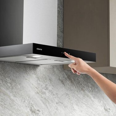 Витяжка кухонна CIARRA CBCS6102 A+++ 60 см, нержавіюча сталь, 650 м³/год, з вугільним фільтром CBCF003, сенсорне керування, режим рециркуляції та відведення