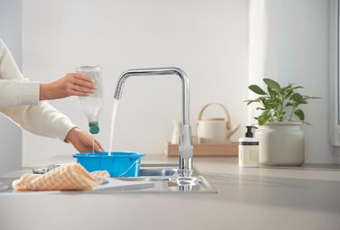 Змішувач кухонний GROHE Start з висувним душем, чорний, 306312430 - економія води, поворот 360°, легкий монтаж