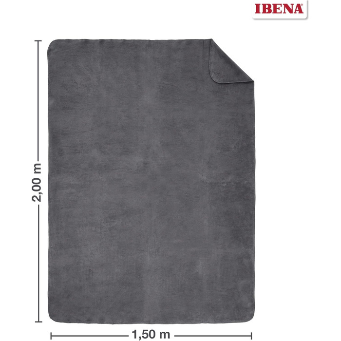 Ковдра Ibena Malaga Bio 150x200 см – 100% бавовна, темно-сіра, вироблено в Німеччині
