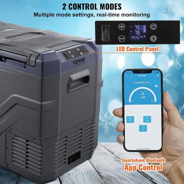 Автохолодильник VEVOR 32л 12/24В та 220В, компресорний, двозонний (-20~20°C) для кемпінгу, подорожей, фургону