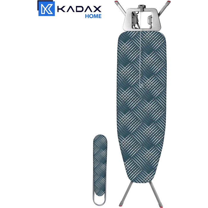 Праскадошка KADAX з вбудованим подовжувачем, складаний стіл для прасування з тримачем для кабелю, паровий стіл з висувною полицею для одягу, синій