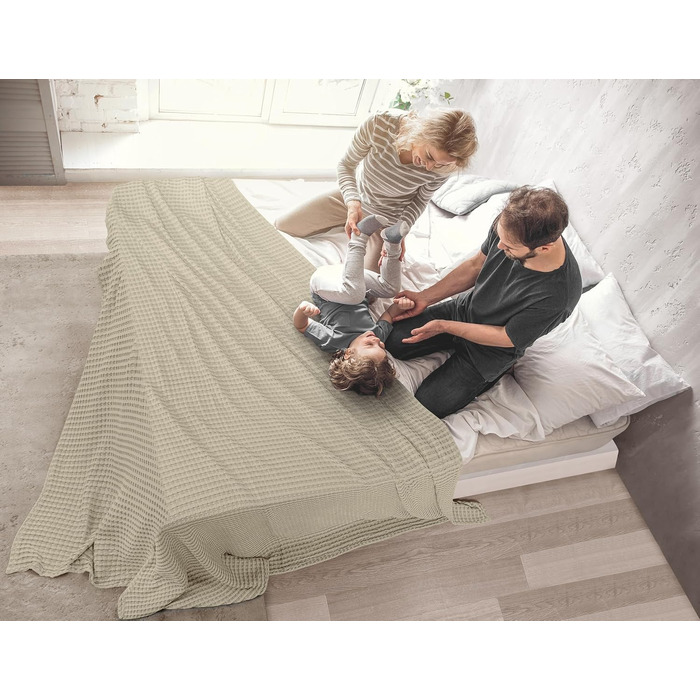 Вафельна ковдра Utopia Bedding з 100% бавовни, літня легка ковдра, 304x304 см, колір хакі