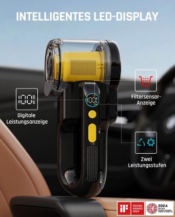 Акумуляторний ручний пилосос Fanttik Fold V10 APEX Pivot для авто та дому, потужність 17 000 Па, LED-дисплей, з гнучким шлангом та щіткою для шерсті тварин