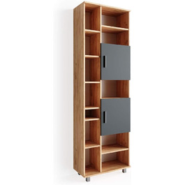 Шафа для ванної Vicco Ilias, дуб/антрацит, 60x190 см, Goldkraft Eiche