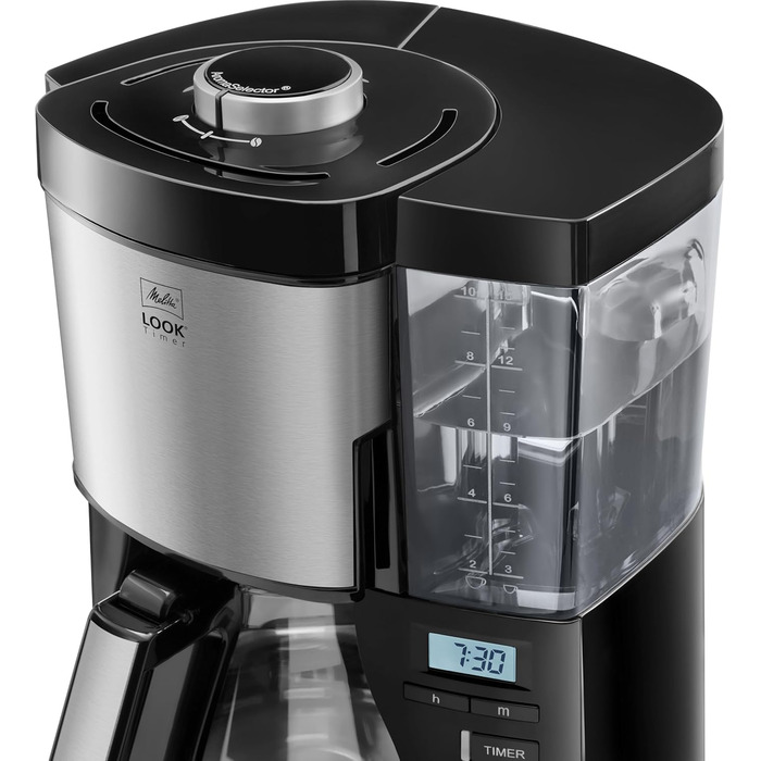 Кавоварка фільтр Melitta Look Timer з таймером, скляна колба, краплезахист, 10 чашок, чорна