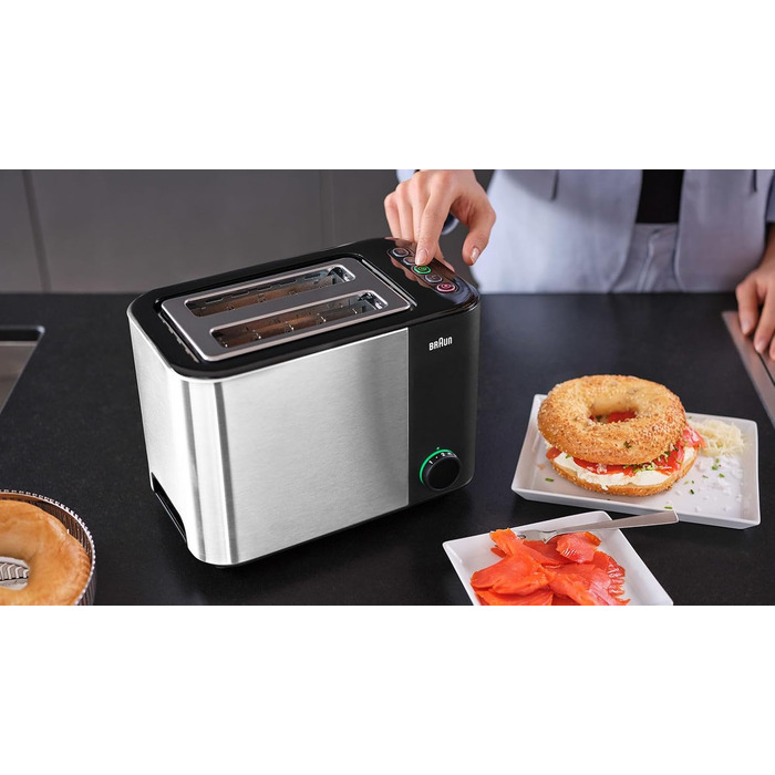 Тостер Braun HT5015.BK Toastafette чорний/сріблястий, пластик/нержавіюча сталь