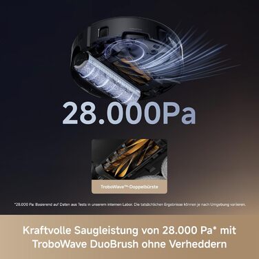 Робот-пилосос Mova Z60 Ultra Complete з вологою тканиною 28000 Па, LiftPro, перешкоди 8 см, DToF+Dual Laser+RGB/LED, AutoShield для килимів, MaxiReach моп & щітка, чорний