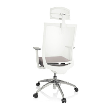 Офісне крісло / Крісло з поворотним механізмом ASPEN WHITE PRO з сітчастою спинкою (прозорий матеріал) / сіре сидіння hjh OFFICE