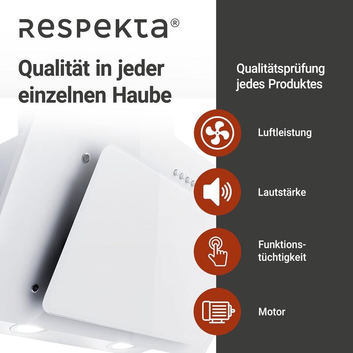Похила витяжка Respekta CH33060WB 60 см, біла: металевий корпус зі скляним екраном, режим відведення та рециркуляції повітря