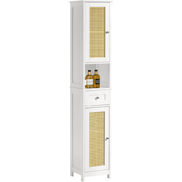 Високий шафа для ванної SoBuy FRG236-DG, темно-сірий, 32x170x30 см, з відкритою полицею, шухлядою та дверцятами