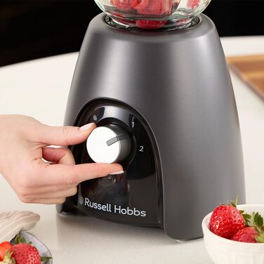 Стаціонарний блендер Russell Hobbs Smoothie Maker 27121-56, скляна чаша 1.5л, 850 Вт, 2 швидкості та імпульсний режим, Matte Charcoal