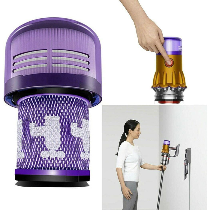 HEPA фільтр для пилососа Dyson V12 Detect Slim, комплект 3 фільтри + щітка, змінний фільтр 971517-01, аксесуари для акумуляторного пилососа
