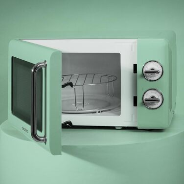 Мікрохвильова піч Cecotec Proclean 3110 Retro Green: механічна, 700 Вт, 6 рівнів, таймер до 30 хв, розморожування, зелений колір, ретро-дизайн
