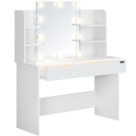 Туалетний столик Casaria, білий МДФ, 108x40x140 см, з LED-підсвіткою