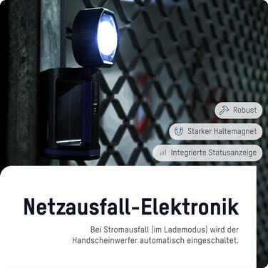 Потужний ручний LED прожектор ANSMANN HS1500R, акумулятор 5200 мА·год, зарядка Micro USB, 3 режими, регульована головка, аварійне освітлення