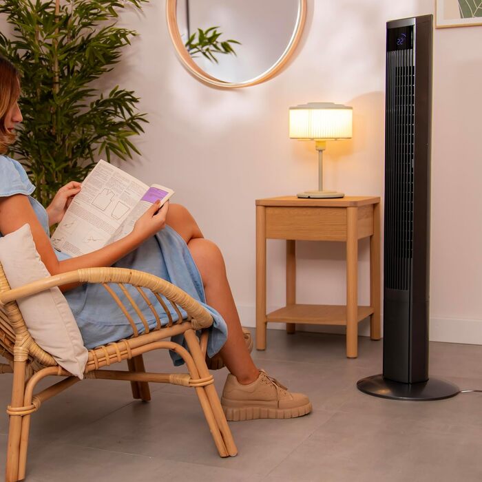 Вентилятор вежний Cecotec EnergySilence 9090 Skyline Ionic 119 см, 45 Вт, з іонізатором, LED сенсорним екраном, пультом ДУ, 3 режими, таймер 12 год, коливання 70°, сірий