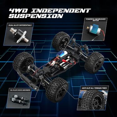 Радіокерований позашляховик DEERC 9205E 1:10 4WD, 48 км/год, 2 акумулятори - іграшка для дітей та дорослих