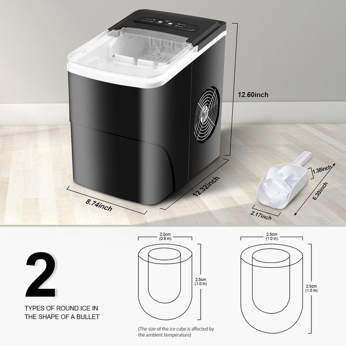 Льодогенератор побутовий Eiswürfelmaschine 12 кг/добу, швидкий (9 кубиків за 6-8 хв), компактний, портативний для дому, кухні, бару