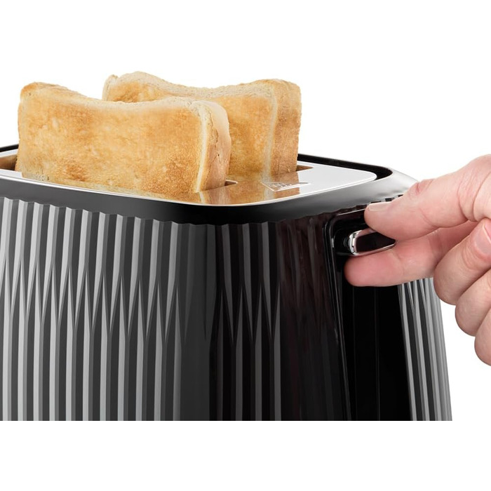 Тостер Russell Hobbs Eden на 2 тости, чорний - 6 режимів, підйом, розморожування, підігрів, лоток для крихт, тримач для булочок 27372-56
