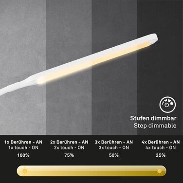 BRILONER – LED торшер з диммером для вітальні, поворотна лампа для читання, сенсорне керування, непряме освітлення, білий колір