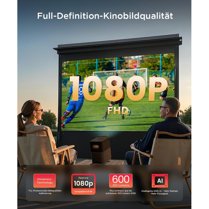 Проєктор TCL A1s 4K Full HD Google TV/Netflix: Dolby Audio, Bluetooth, WiFi, Автофокус, Корекція трапеції 6D для дому та ігор