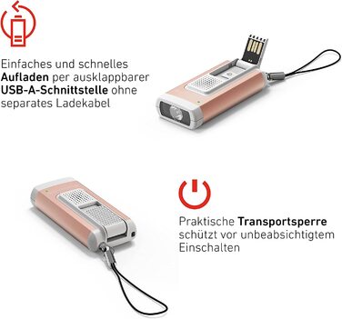 Ліхтарик Ledlenser K6R Safety 400 лм із сиреною, USB, сірий — компактний брелок-ліхтарик, акумуляторний, з тривожним сигналом