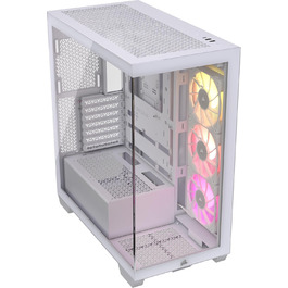 Корпус для ПК CORSAIR iCUE LINK 3500X RGB, середній ATX, білий, загартоване панорамне скло, сумісний з реверсивним підключенням материнської плати, 3 вентилятори RX120 RGB у комплекті
