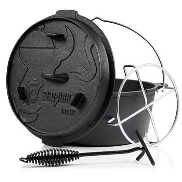 Чавунний казанок BBQ-Toro Dutch Oven Premium Serie 9,0 л (DO9P) без ніжок, підготовлений до використання (preseasoned) з кришкою