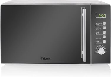 Мікрохвильова піч Tristar 20 л, 800 Вт, гриль 1000 Вт, 8 режимів, розморожування, таймер, дзеркальні дверцята, срібляста, MW-2705