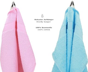 Комплект гостьових рушників Betz Palermo 12 шт, 100% бавовна, 30x50 см, рожеві та бірюзові