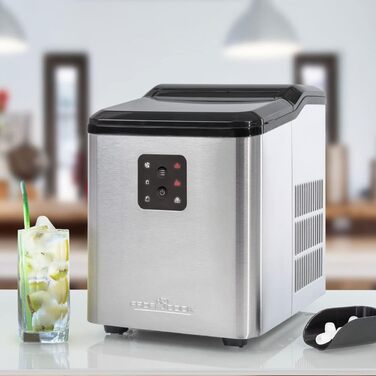 Льодогенератор ProfiCook PC-EWB 1253, 12 кг/добу, 2 розміри кубиків, 1,5 л бак, швидке приготування льоду, з лопаткою