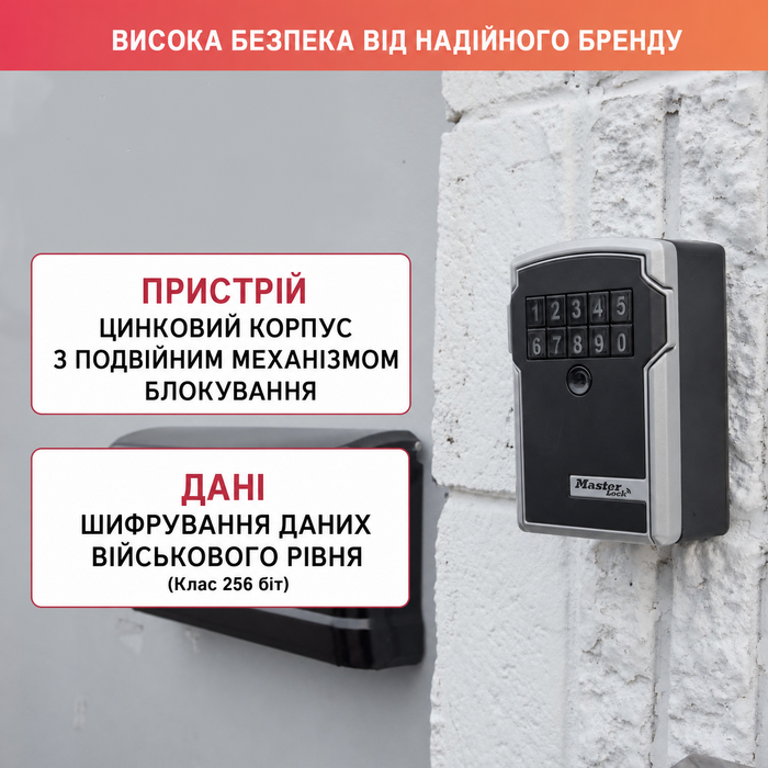 Розумний сейф для ключів Master Lock Smart Connected з Bluetooth та кодовим замком, настінний вуличний кейс з військовим шифруванням, 12.7 x 8.3 x 5.9 см