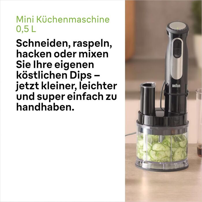 Блендер занурювальний Braun MultiQuick 5 MQ 50236 (білий, 1000 Вт) – з насадками, 21 швидкість, Turbo, нержавіюча сталь, EasyClick, SplashControl