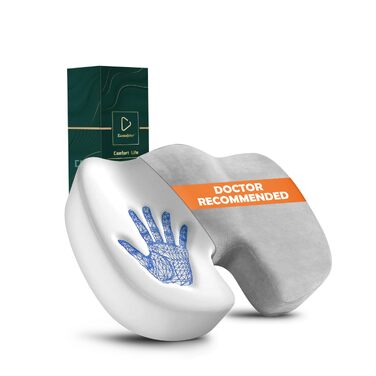 Ортопедична подушка для сидіння з піни Memory Foam: для офісного крісла та авто, зняття тиску, комфорт при тривалому сидінні, нековзка, знімний чохол (Сірий)