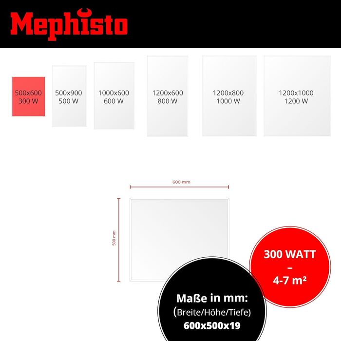 Інфрачервоний обігрівач Mephisto 500Вт для стін, стелі та підлоги, електричний, енергоощадний, з термостатом, Wi-Fi та ДУ, комплект для стельового монтажу