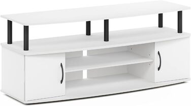 Furinno JAYA велика ТВ-тумба для телевізорів до 55 дюймів, біла/чорна, з нержавіючої сталі