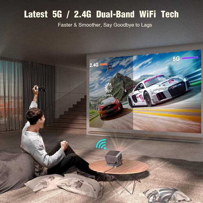 Проектор VOPLLS 4K з автофокусом та корекцією трапеції, 28000 Люмен, WiFi6, Bluetooth, Full HD 1080P, для кінотеатру вдома та на вулиці, сумісний з Android/PC