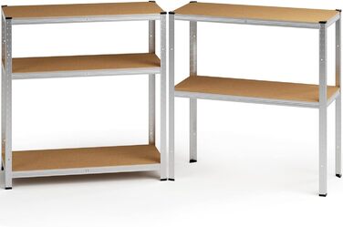 Стелаж Monzana 160x90x40 см, 700 кг, 4 полиці МДФ, важкий металевий стелаж для складу, гаража, майстерні