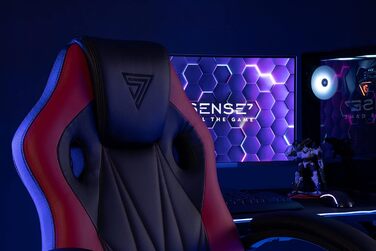 Ігрове крісло SENSE7 Prism, ергономічне, з гойдалкою, м’які підлокітники, PU-шкіра, офісне крісло до 120 кг, чорне