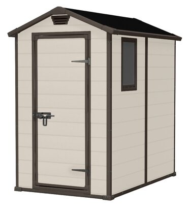 Сарай садовий Keter Manor 4x6S, 3.8 м³, пластик, бежевий, 130x192x198 см - водонепроникний для вулиці