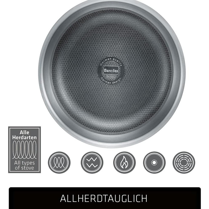 Wok Berndes Tricion Resist 26 см з кришкою, 3,4 л, антипригарний, для всіх плит, індукція