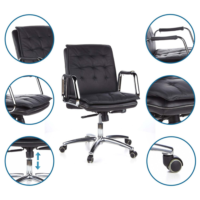 Офісне крісло / Крісло для керівника VILLA 10 Nappa Leather Black hjh OFFICE
